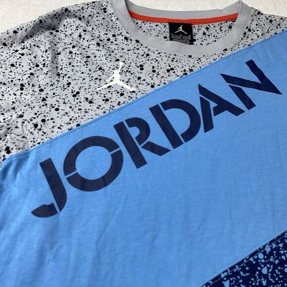 Jordan Boys Shirt Size 12-13 Jumpman Grey Blue Color Block Y2K Nike - Picture 2 of 8